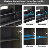 Auromie Free Standing Shoe Organizer with 2 Flip Drawers and Side Cabinet, Entryway Narrow Shoe Storage with Door for Hallway and Living Room (Black Plus) Auromie