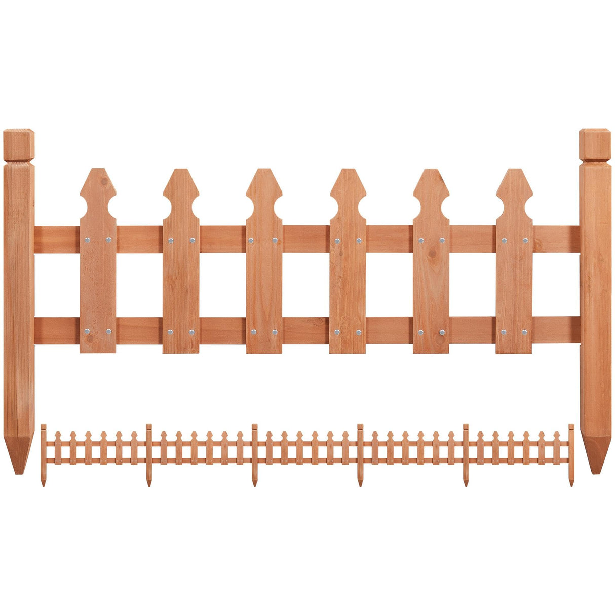 Yaheetech Decorative Garden Fence-Landscape Wood Picket Fencing Ornamental Panel Border Edging Patio Flower Garden Bed Pool Fences Outdoor, Light Brown- 532.5 in Yaheetech