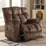 INZOY Oversized Rocker Recliner with Heat and Vibration, Manual Swivel Rocking Chair with Vibrating Massage, Comfy Padded Overstuffed Soft Fabric Heated Recliner, Brown INZOY