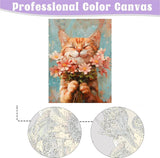 Cat Paint by Numbers Kit for Adults with Framed Canvas&Wooden Easel, DIY Acrylic Paint by Numbers Kits on Canvas, Cat with Flower Drawing Paintwork Arts and Crafts for Home Wall Decor 12x16inch Clendo