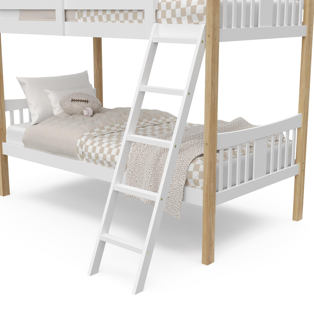 Storkcraft Caribou Bunk Bed Twin Over Twin Bunk Bed (White with Natural) - GREENGUARD Gold Certified, Converts to 2 Individual Beds STORKCRAFT