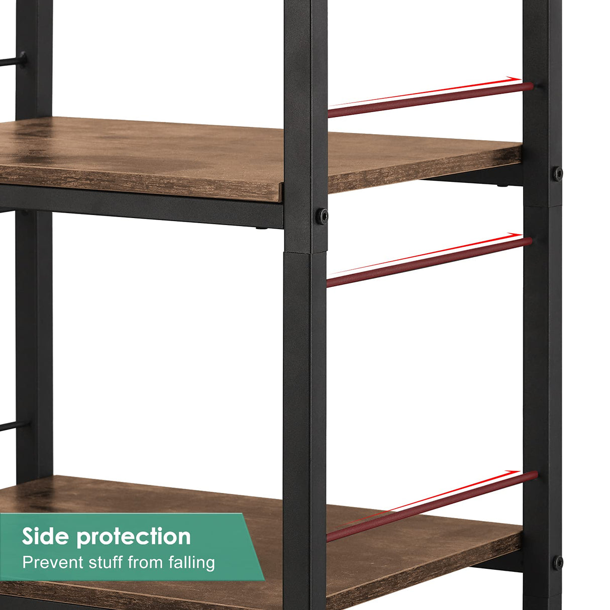 YBING Kitchen Island Cart Utility on Wheels Rolling Cart with Storage Organizer 4-Tier Farmhouse Serving Cart Stand with Wood Tabletop Shelf Units for Bathroom Office Industrial Brown YBING