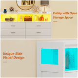 Alohappy 6 Drawer Dresser for Bedroom, LED Dresser Chest of Drawers with Power Outlets, Modern White Dresser for Bedroom, Living Room, Entryway, Hallway Alohappy