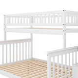 Merax Twin-Over-Full Bunk Bed with Trundle and Storage Staircase in White Merax
