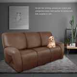 molasofa Recliner Sofa Covers - Leather Like Recliner Sofa 3 Seater Recliner Couch Covers for 3 Cushion Couch 8 Pieces Washable Stretch Reclining Sofa Slipcovers (Brown) molasofa