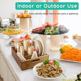 ALELION Acacia Wood Utensil Holder for Party - Paper Plate Organizer for Countertop - Silverware Caddy with 6 Compartments for Plate, Cup, Fork, Spoon - Cutlery Holder for Kitchen Camping Buffet ALELION