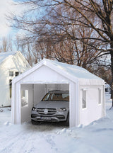Hipicute 20x10x11 Ft Heavy-Duty Portable Garage with Canopy Top, Front and Back Doors, Roll-Up Windows, Carport Reinforced Structure for Cars, Trucks, Boats, and Parties - White Hipicute
