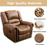 CANMOV Leather Recliner Chair Set of 2, Classic and Traditional Manual Recliner Chair with Comfortable Arms and Back,Manual Single Recliner Sofa for Living Room, Nut Brown CANMOV