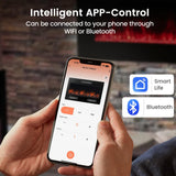 COSTWAY Ultra-Thin Electric Fireplace 72-inch Wide, 750W/1500W Wall-Mounted and Recessed Fireplace Heater with 12 Flame and Flame Bed Color, Remote and Smart APP Control, Decorative Crystal Included COSTWAY