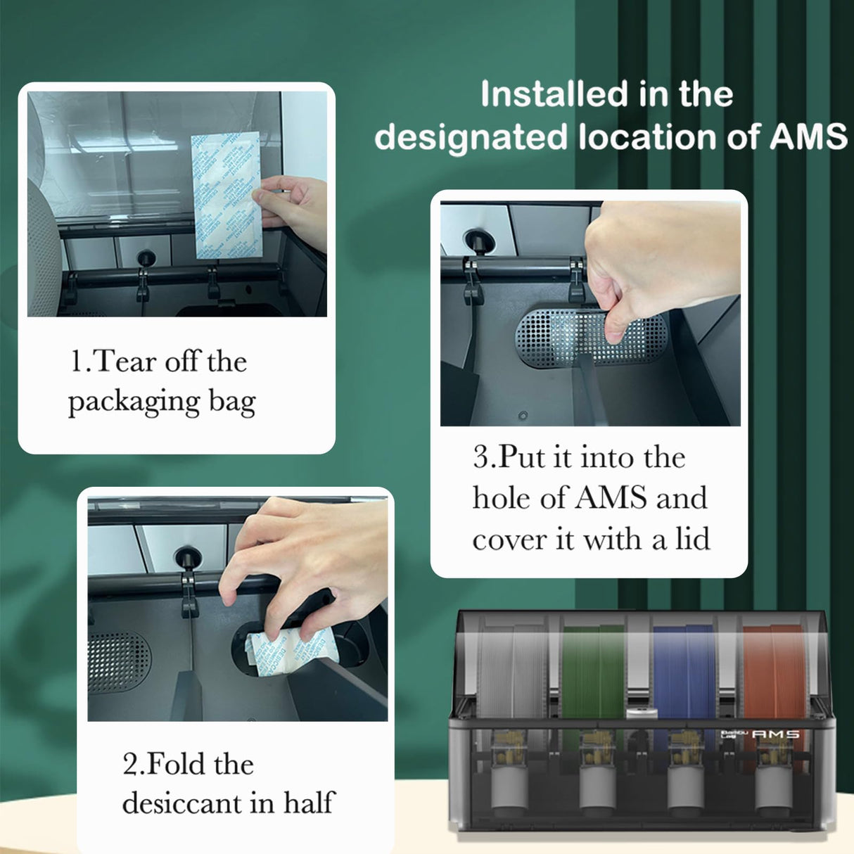 JUUPINE 3D Printer Accessories Filament Desiccant for Bambu Lab P1S P1P X1 X1C AMS,PETG PLA ABS TPU Filament Drying,Bambu Lab AMS Desiccant Keep Filament Dry. Wefuit