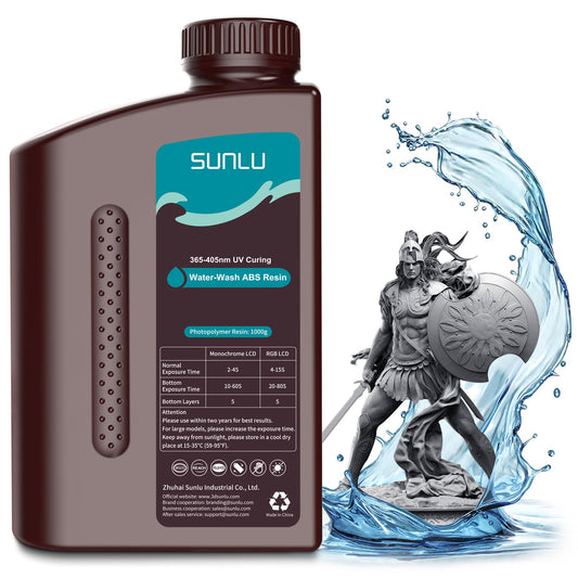 SUNLU 1000g Water-Wash ABS Resin, Combines features of ABSLIKE Resin & Water Washable Resin, Non Brittle, High Precision, Low Shrinkage, Fast Curing 3D Resin for LCD DLP SLA 3D Printers, 1KG Dark Grey