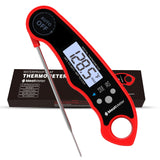 MeatMeter Digital Meat Thermometer for Grill/Cooking Fast Instant Read Waterproof Magnetic Probe Thermometer w/Backlight and Display for Kitchen, BBQ, Frying, etc. Chicken, Steak,or Burgers, Red MeatMeter