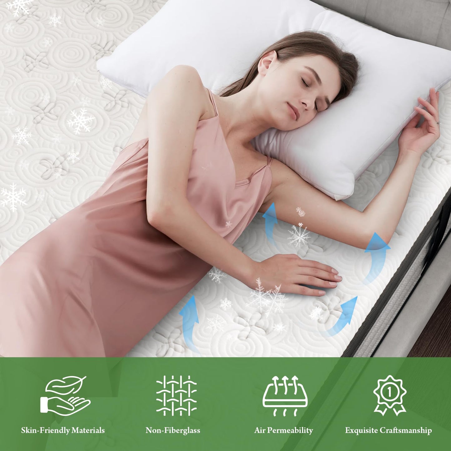 Onlylucky California King Mattress - 14 Inch Gel Memory Foam Mattress with Individual Pocket Spring for Pressure Relief & Motion Isolation, Premier Comfort Night Sleep, Enhance Support Hybrid Mattress