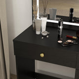 Makeup Vanity with Large Lighted Mirror, Vanity Desk with 5 Drawers Vanity Set with Power Outlet 3 Color Lighting Modes Dressing Table for Women Girls (Black) Panana