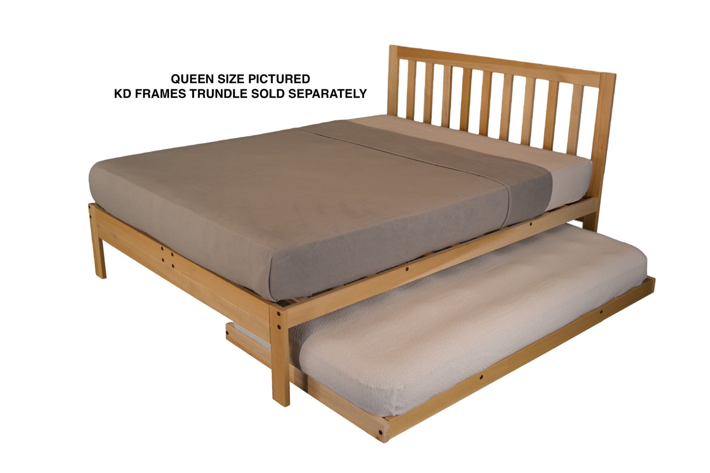 Charleston Twin XL Platform Bed by KD Frames - Unfinished Natural Wood with Slatted Headboard - WoodArtSupply