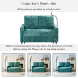 Merax 54" Convertible Sleeper Sofa Bed, Chenille 3-in-1 Pull Out Futon Couch Loveseat with Adjustable Backrest, 2 Cup Holders, Phone Stand, 3 Charging Ports and Storage Pockets for Living Room, Teal Merax