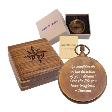 Engraved Compass for Son, Grandson | Personalized Baptism Gifts for Boys | Graduation Gift for Him (FBA - Thoreau) Stanley London