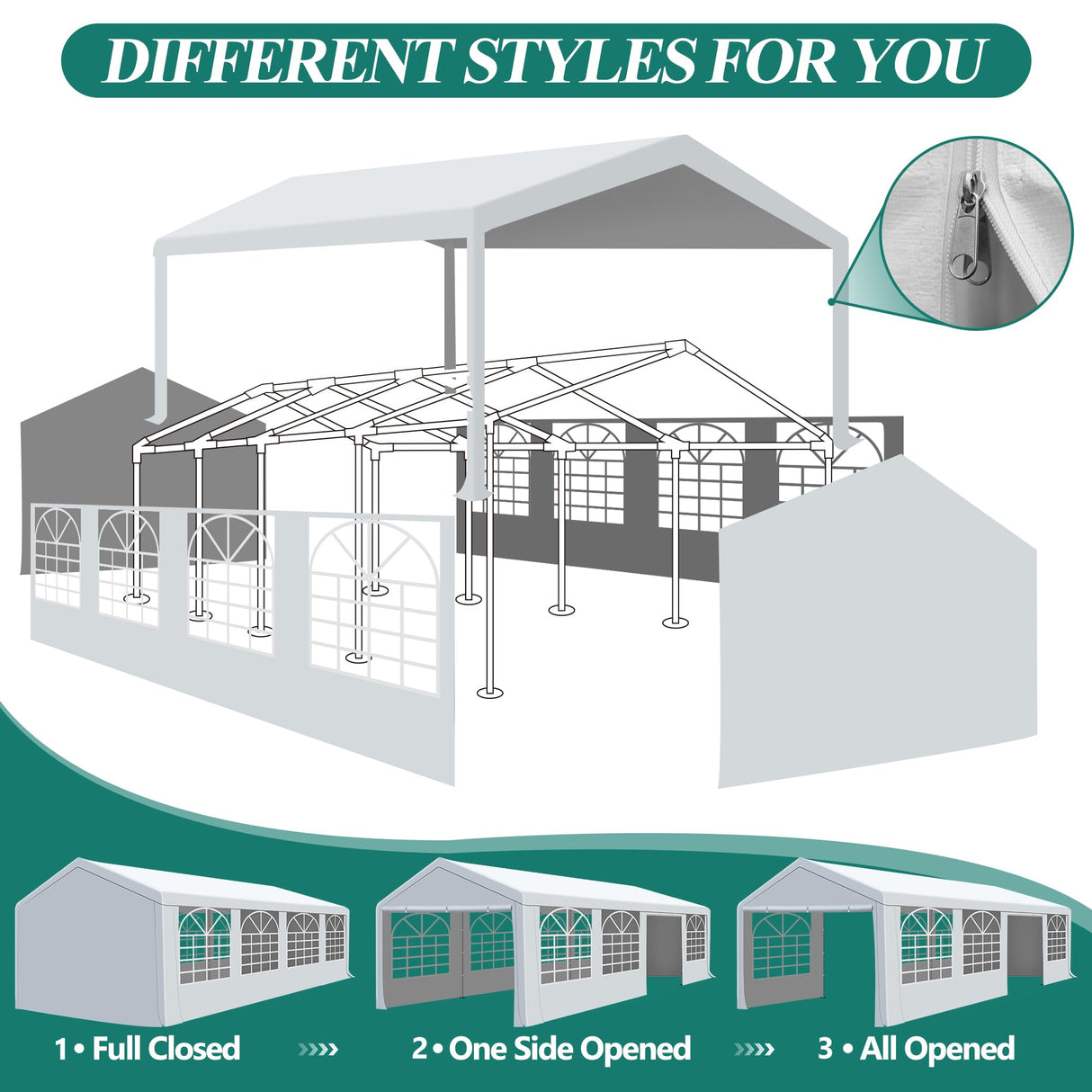 GARTOO 10' x 30' Canopy Party Tent & Carport - Heavy Duty Outdoor Wedding Gazebo with 4 Sand Bags, Event Shelter Canopy for Outdoor Event, Wedding, Birthday Party GARTOO