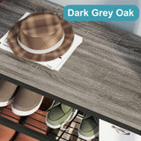 BON AUGURE Industrial Hall Tree with Bench and Shoe Storage, Grey Entryway Bench with Coat Rack, Wooden Metal Coat Tree with Hooks, 5 In 1 Multifunctional Shoe Bench and Wall Rack (Dark Gray Oak) BON AUGURE