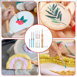 12 Pieces Needle Punch Kit, Embroidery Punch Needle Tool Adjustable Complete Puncher Needles Threader Wooden Handle Embroidery Tool for Adults Beginner DIY Craft Floss Cross Stitching InnoHHustle