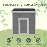 PawHut Duck Coop, Wooden Rabbit Hutch with Openable Roof, Removable Floor, Double Doors, Ramp, Weatherproof Pet House, Small Animal Outdoor Shelter for 2-4 Chickens, Geese, 25" x 32" x 30" PawHut