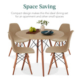 Best Choice Products 5-Piece Dining Set, Compact Mid-Century Modern Table & Chair Set for Home, Apartment w/ 4 Chairs, Plastic Seats, Wooden Legs, Metal Frame - Beige/Walnut Best Choice Products