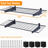 Wallmaster 2-Pack 15x45 Heavy Duty Garage Wall Shelving 45-inch-by-15-inch Wall Mount Garage Storage Rack Floating Shelves Max Load 400lb Black Wallmaster