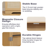 Furnify 72" Tall Kitchen Pantry with Rattan Doors, Storage Cabinet with Organizer, Adjustable Shelves, Wood Freestanding Cupboard for Kitchen, Dining Room, Bathroom and Hallway, Natural Oak Furnify