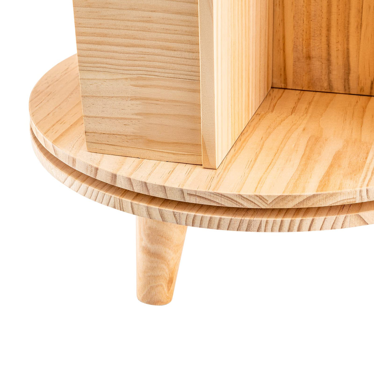 GNJINX 2-Tier Rotating Solid Wood Bookshelf - Multi-Functional Display & Storage Rack GNJINX