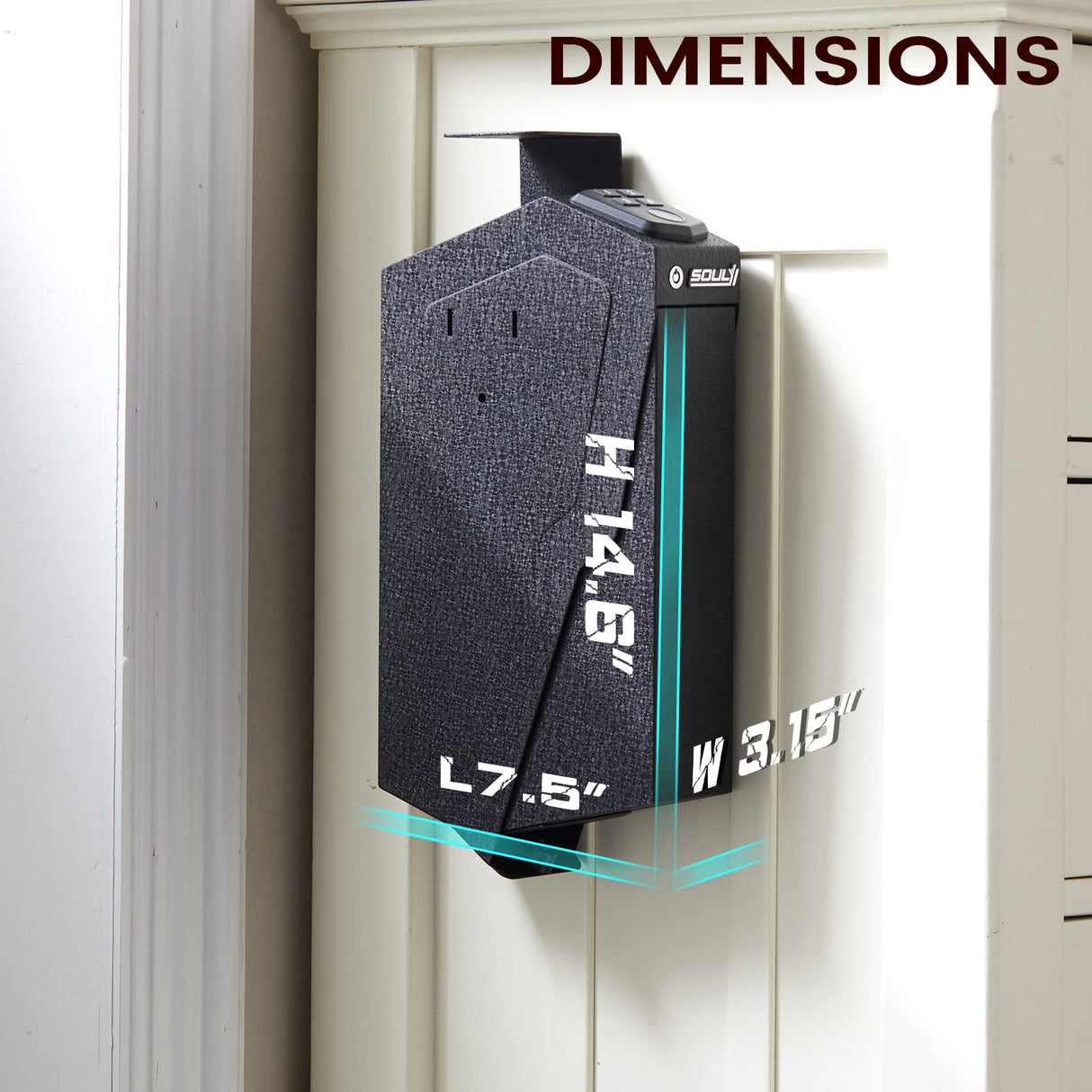 SOULYI Mounted Biometric Gun Safe For Pistols, Auto Open Handgun Safe, Pistol Safe With Fingerprint Keypad Key Quick Access For Guns Storage By Desk Nightstand Wall Cabinet Frosted Black SOULYI