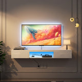Vibe & Dine LED TV Stand with Power Outlet, 65" Floating TV Stand with RGB Lights, Wall Mounted Entertainment Center, TV Media Console with Storage Shelf for Living Room Bedroom Vibe & Dine