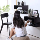 WELLAND Floating Nightstand Side Table.Wall Mounted Shelf with Drawer Storage for Living Room, Bedroom. WELLAND