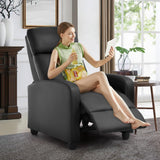 FDW Recliner Chair Home Theater Seating Reclining Sofa Push Back Recliner with Lumbar Support and Leather Padded Seat Backrest for Living Room (Black) FDW