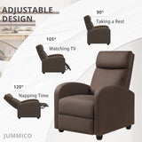 JUMMICO Recliner Chair Adjustable Home Theater Single Recliner Sofa Furniture with Thick Seat Cushion and Backrest Modern Living Room Recliners (Fabric, Brown) JUMMICO