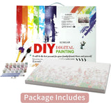 SUMGAR Paint by Numbers kit for Adults Flowers Framed Painting Easy DIY Acrylic Oil Painting on Canvas for Beginner Girls Teens,Pink Wildflower Paint by Numbers Kit with Frame Family Gifts 20" x 16" SUMGAR