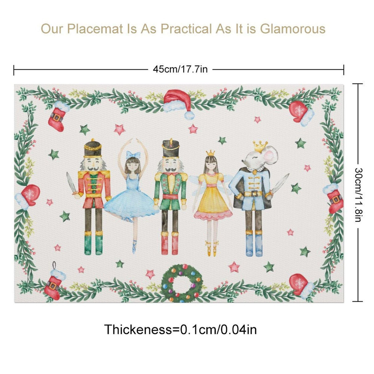 Christmas Placemats Set of 4, 12×18 Inch Xmas Linen Fabric Table Mats for Party Kitchen Dining Decoration Grtfcolr