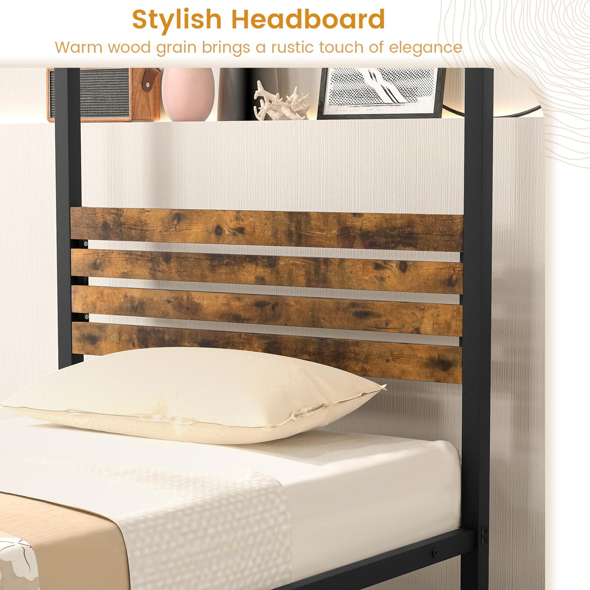 Giantex Metal Canopy Bed Frame Twin Size, 4-Poster Platform Bed with Industrial Headboard and Under Bed Storage, Heavy-Duty Mattress Foundation No Box Spring Needed, Easy Assembly, Black Giantex