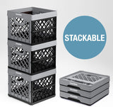 CleverMade Collapsible Milk Crate, Obsidian, 1PK - 25L (6 Gal) Stackable Storage Bins, Holds 50lbs Per Bin - Clevercrates are Heavy Duty, Plastic Collapsible Storage Crate for Multi Purposes CleverMade