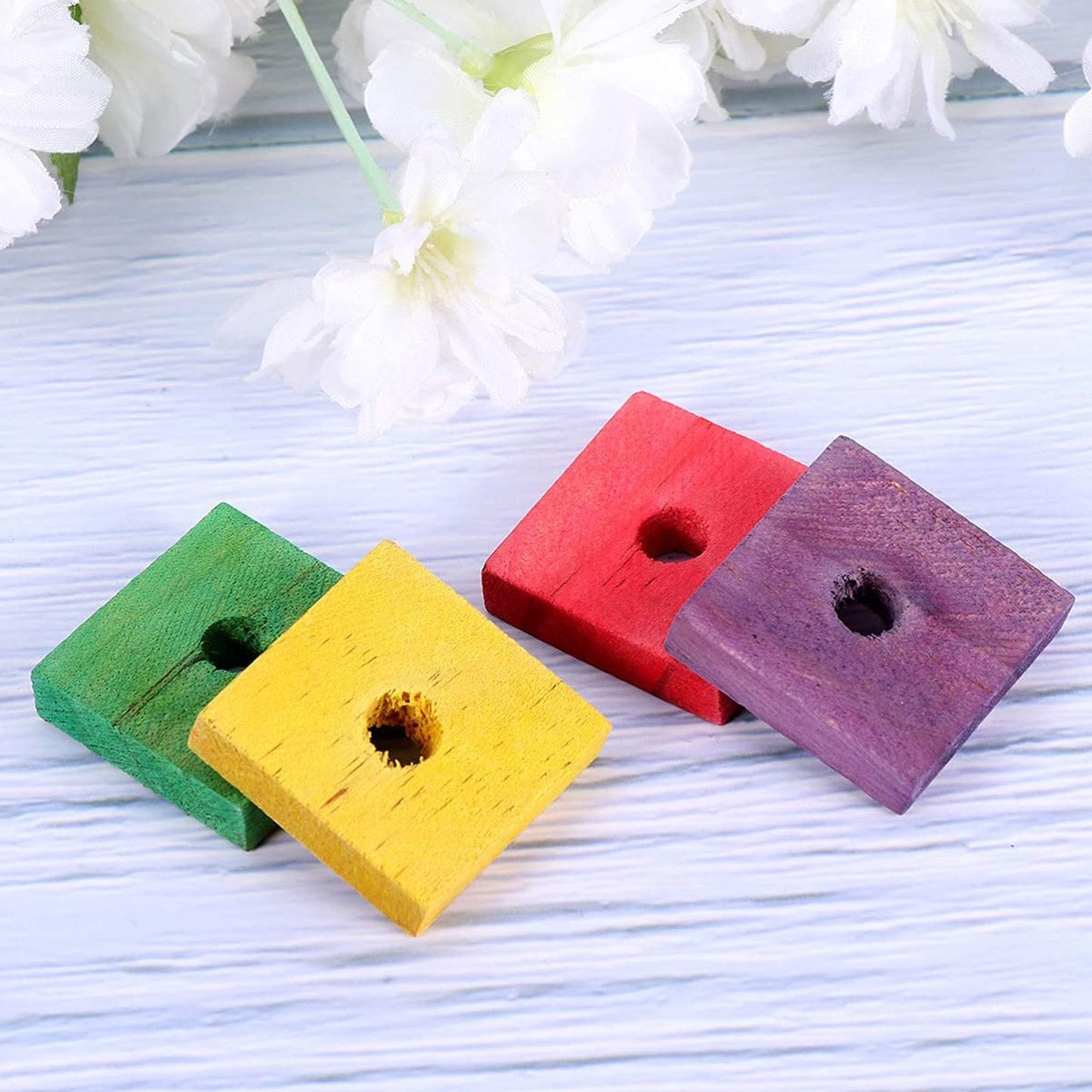 BinaryABC Wooden Blocks Bird Chewing Toy,Bird Bite Toys,Bird Parrot Wood Blocks Toys,20Pcs(Mixed Color)