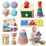 Montessori Toys for Babies 6-12 Months,1 Year Old,8 in 1 Learning Educational Set Wooden Sensory Toys for Baby Toys 12-18 Months (Includes Tissue Box Toy,Rainmaker and More) Tooysea