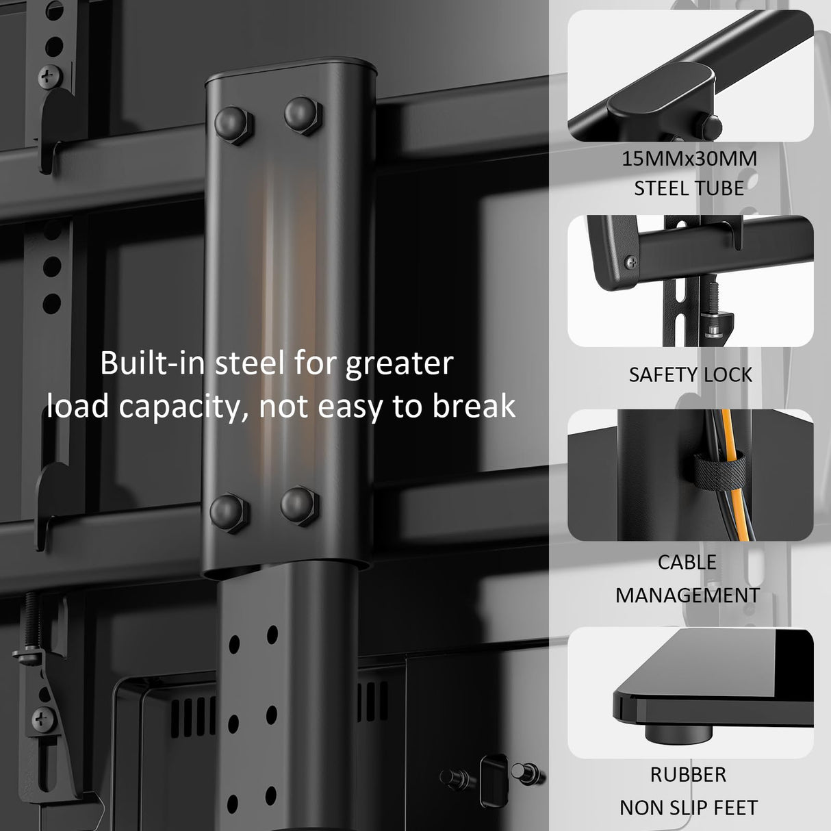 Universal Swivel TV Stand/Base Table Top TV Stand 32 to 65 inch TVs 80 Degree Swivel, 4 Level Height Adjustable, Heavy Duty Tempered Glass Base, Holds up to 88lbs Screens, HT04B-002 Hemudu