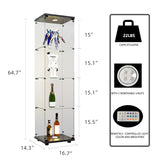 Zipzop Modern 64.5'' 4-Shelf Glass Display Cabinet with Lock and Lights, Lighted Curio Cabinet Collection Display Case, Floor Standing Showcase for Living Room Bedroom Home Office Zipzop