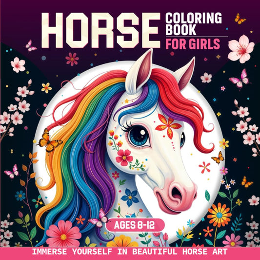 Horse Coloring Book for Girls Ages 8-12: Immerse Yourself in Beautiful Equine Art and Enjoy Hours of Creative Fun: A Cool Gift for Teens and Kids Who Love Horses