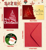 HSHFAMIIY Christmas Cards, Stocking Stuffers for Adults, 24 Pcs Christmas Cards with Envelopes & Stickers,4 x 6 Inch,Blank Holiday Greeting Card Set,Xmas Gift Bags HSHFAMIIY