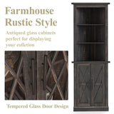 Maupvit 66.8" Tall Corner Cabinet, Modern Storage Cabinet with 2 Glass Doors & Adjustable Shelves, 5-Tier Corner Display Cabinets for Living Room, Bathroom, Dark Oak Maupvit