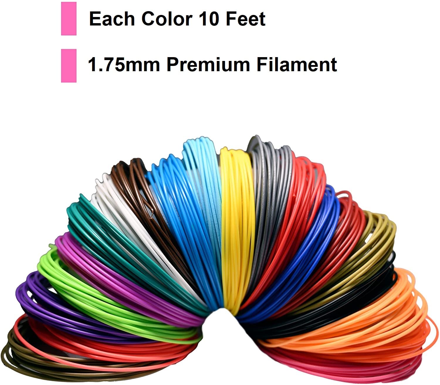 24 Colors 3D Pen Filament. Includes 20 Vibe Colors and 4 Glow in Dark Colors. 10 Feet, 1.75mm Each. PLA Kids Safe Refill - WoodArtSupply