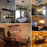 KJLARS Farmhouse Chandelier Wood Hanging Industrial Pendant Lighting Vintage Ceiling Light Fixture 10 Light for Pool Table Kitchen Island Bar Bedroom Dining Living Retro Hanging Lamp (43.31 inches) KJLARS