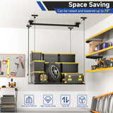 GADFISH Garage Ceiling Lift Storage Rack, Easy Lifting 85" Height Overhead Garage Storage Rack for Space Saving with Safety Lock, Suitable for 16"/24" Ceiling, 350LBS Capacity GADFISH