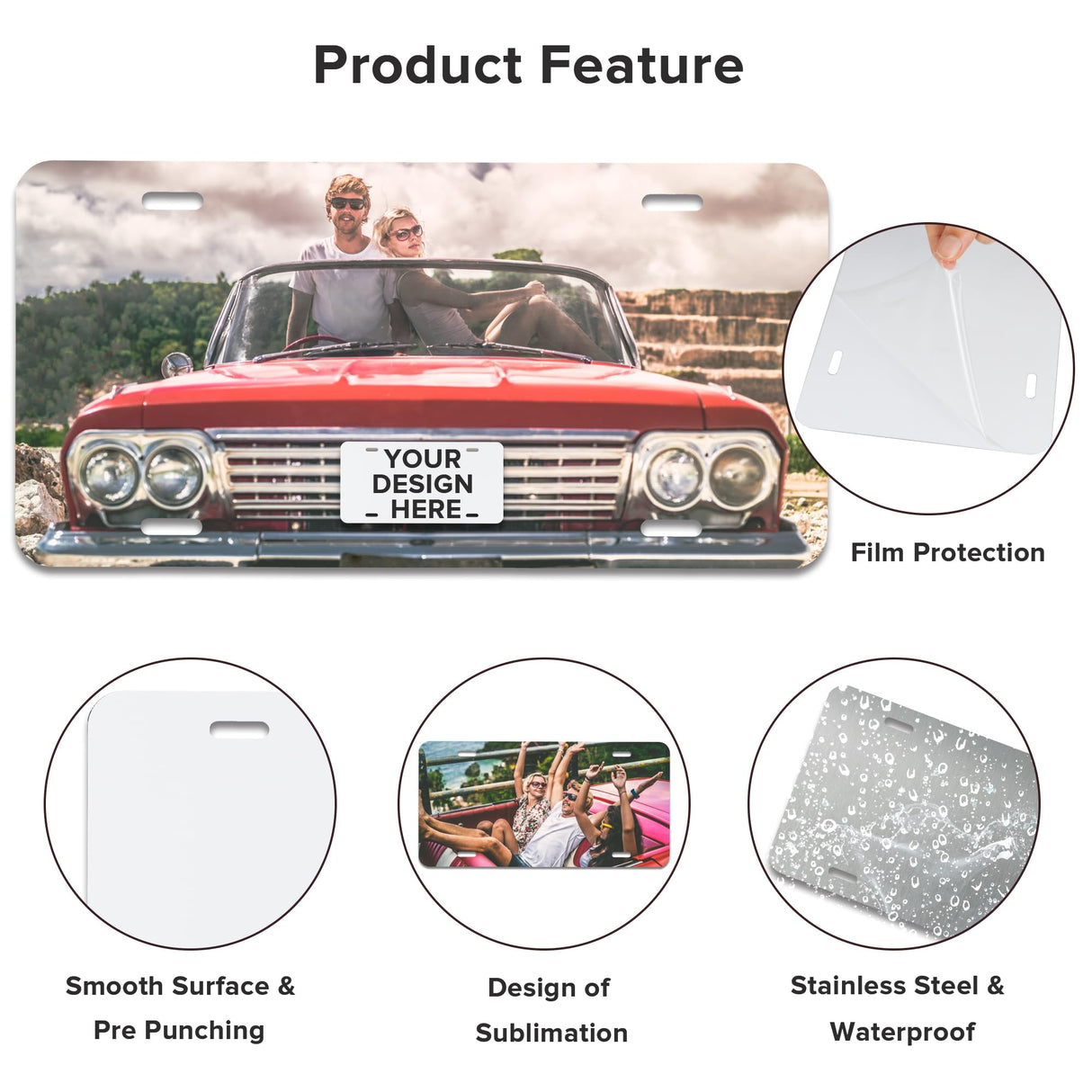 4 Pcs Sublimation License Plate Blanks, Aluminum Metal Car License Plate Label, DIY Picture Thermal Transfer Blank Sublimation for Customized Design Work (0.45mm-4Pcs) DOYOQI