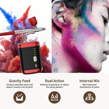 AirBrush Kit with Compressor Portable Barber Airbrush Kit 32PSI High Pressure Cordless Airbrush compressor, 1800mAh Rechargeable Auto Handheld Airbrush gun for Makeup, Nail Art, Painting, Cake Decor crpen